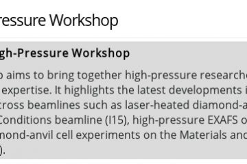 Diamond High-Pressure Workshop, 26/02/2019 - 27/02/2019