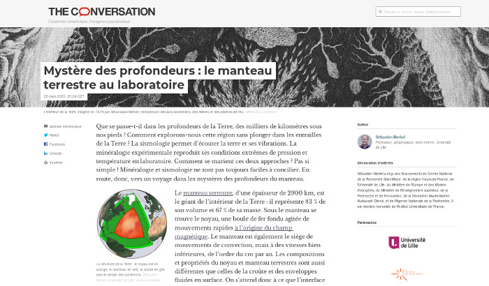 Le manteau terrestres au laboratoire. New publication in The Conversation.